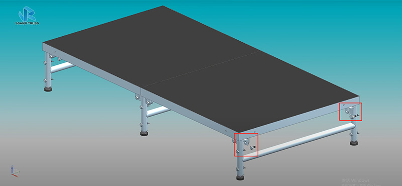 How to install the aluminum folding stage