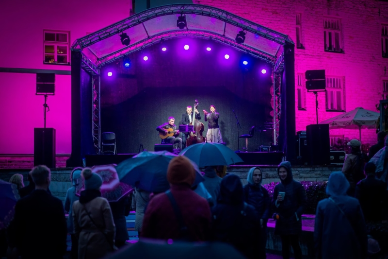 Beautiful small curved aluminum truss stage in Estonia