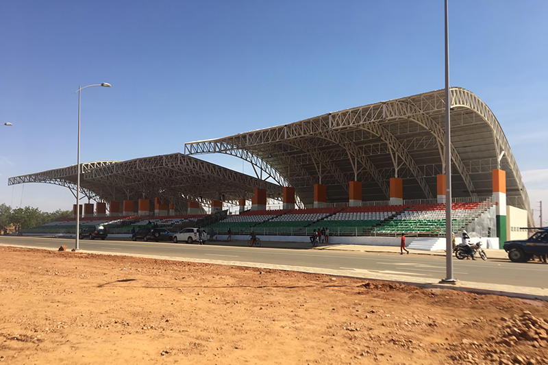 Grand Layer bleachers with steel structure canopy in Niger