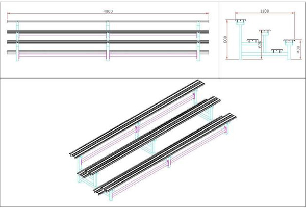 Portable Aluminum Bleachers for use on school in Singapore Product Parameters